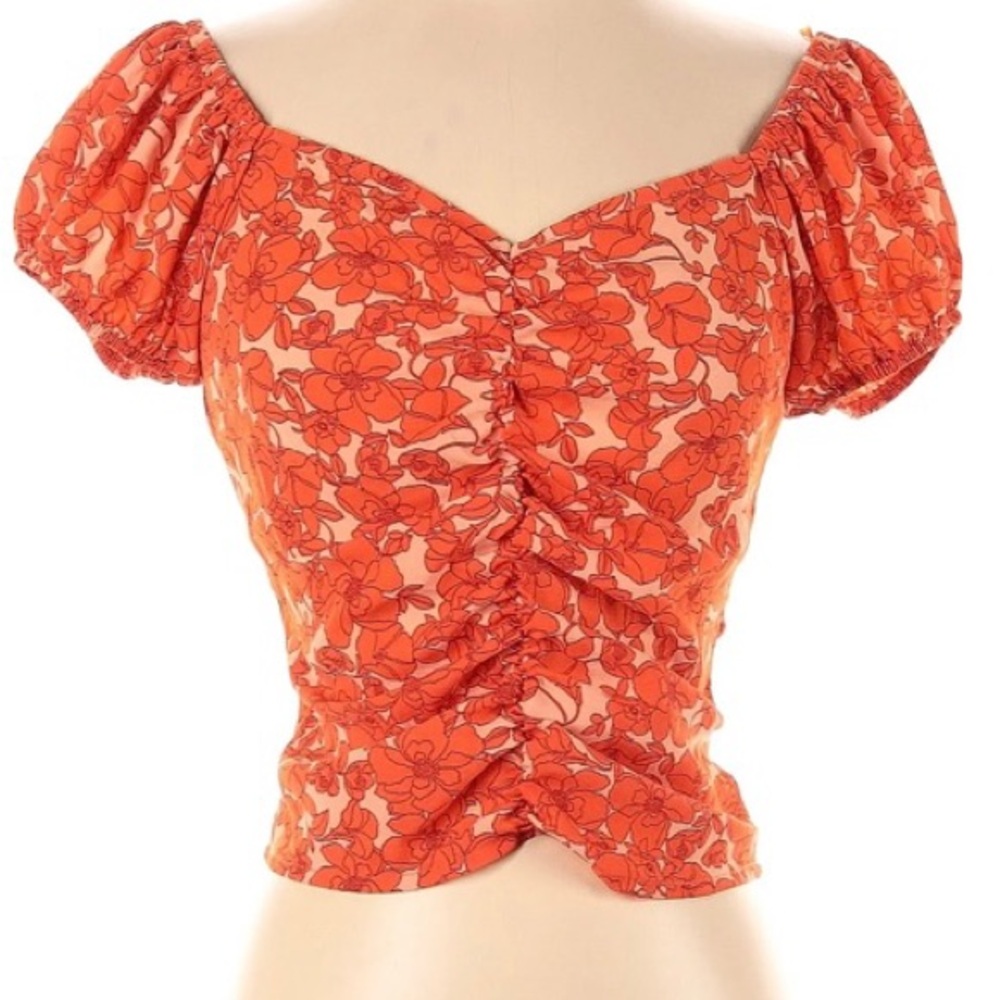 Sienna Sky Orange Floral Crop Top